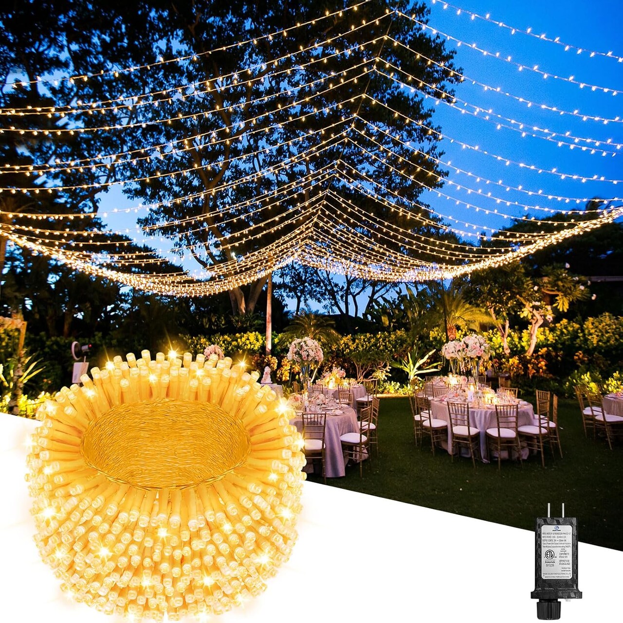 355FT 900 LED Christmas Lights, Extra Long Outdoor String Lights Waterproof, Timer & Memory, 8 Modes Dimmable Plug in Fairy Lights for Outside Tree Wedding Patry Holiday Decorations, Warm White
